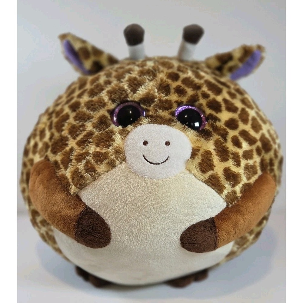 TY Beanie Ballz Tippy The Giraffe‎ XL 13.5" Stuffed Animal Purple Glitter Eyes